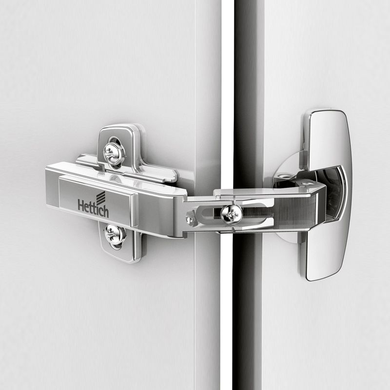 Hettich - hinge for corner cabinet folding doors without self closing feature, nickel plated, overlay, Opening angle 50? / 65?, for screwing on - Image 2