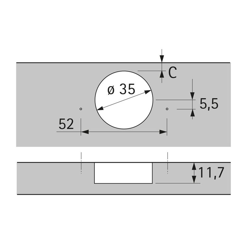 Hettich - wide angle hinge, with zero protrusion, with integrated silent system, nickel plated, overlay, Opening angle 165?, for aluminum profile - Image 3