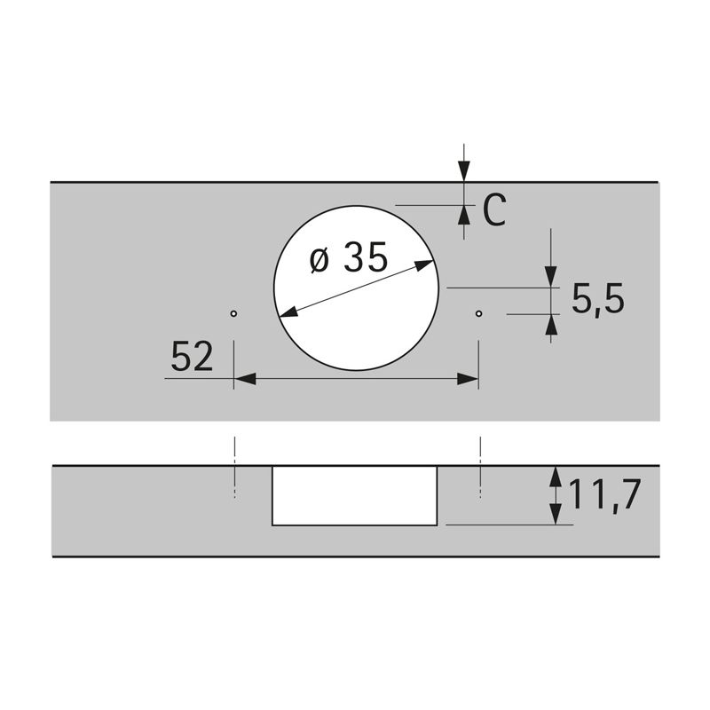 Hettich - wide angle hinge, with zero protrusion, with integrated silent system, nickel plated, half overlay, Opening angle 165?, concealed mounting plate - Image 4