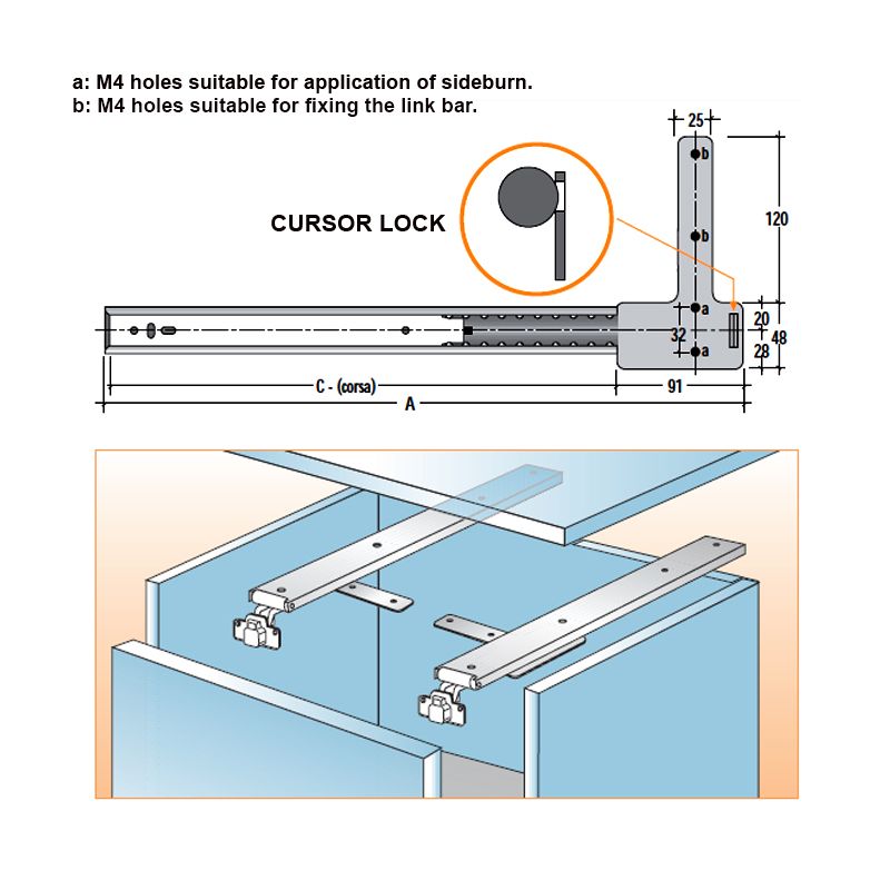 Flipper Door For Cabinet, Sliding Guides On Balls 50Cm, Black - Image 2