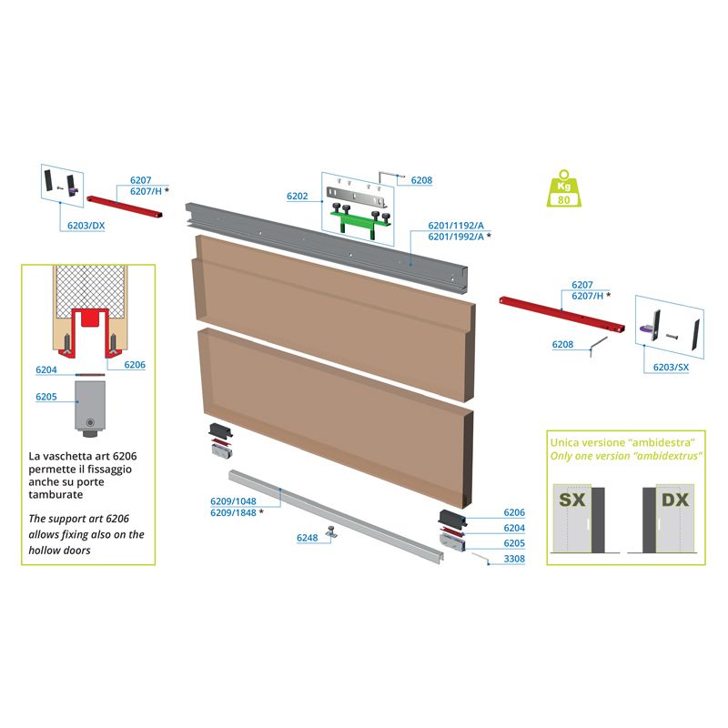 VILLES - Invisible sliding system for wooden doors 120cm - Image 11