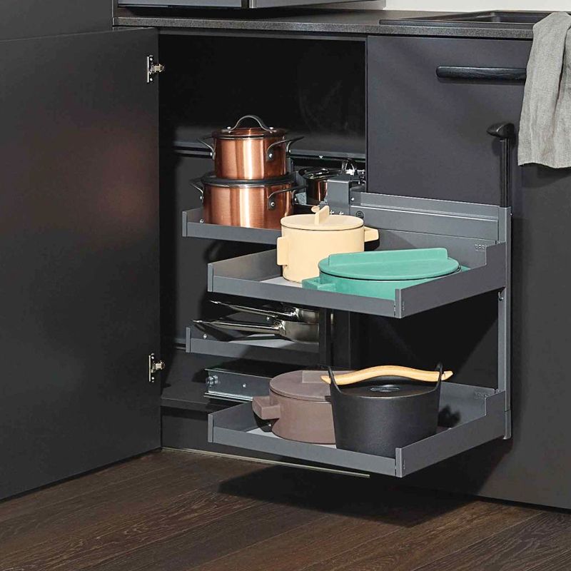 EXCLUSIVE - PEKA Corner pull-out Magic Corner Comfort, with Soft close mechanism and 36 kg load capacity, Swings out Right, Anthracite - Image 2