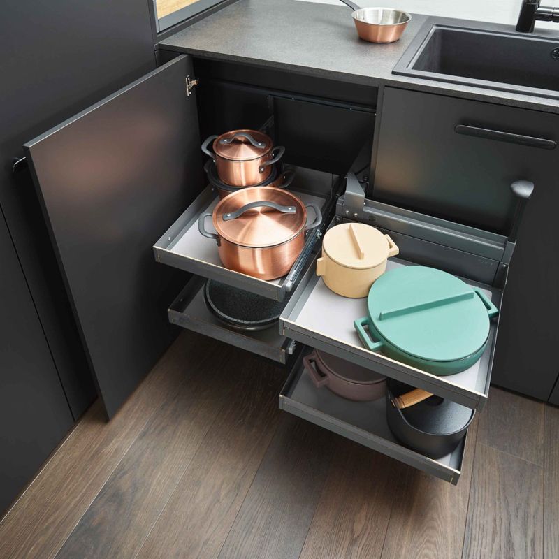 EXCLUSIVE - PEKA Corner pull-out Magic Corner Comfort, with Soft close mechanism and 36 kg load capacity, Swings out Right, Anthracite - Image 3