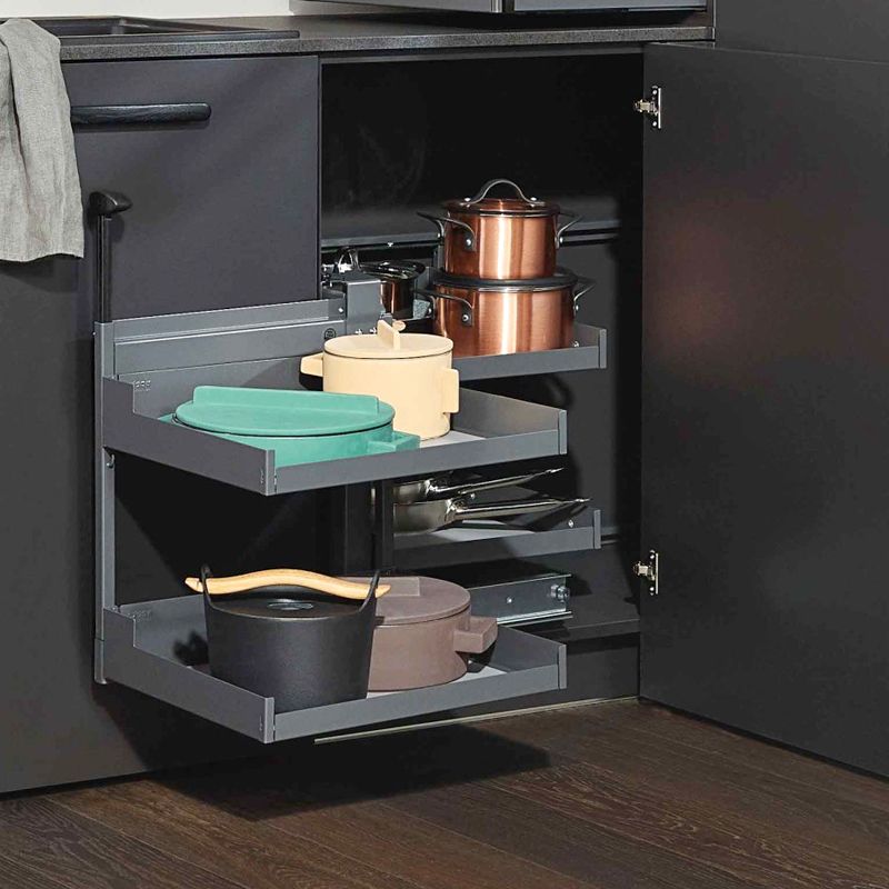 EXCLUSIVE - PEKA Corner pull-out Magic Corner Comfort, with Soft close mechanism and 36 kg load capacity, Swings out Left, Anthracite - Image 2