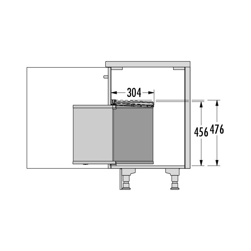HAILO AS Mono Built-in waste bin 20L For hinged door cabinets from 400 mm width, Dark Grey - Image 3