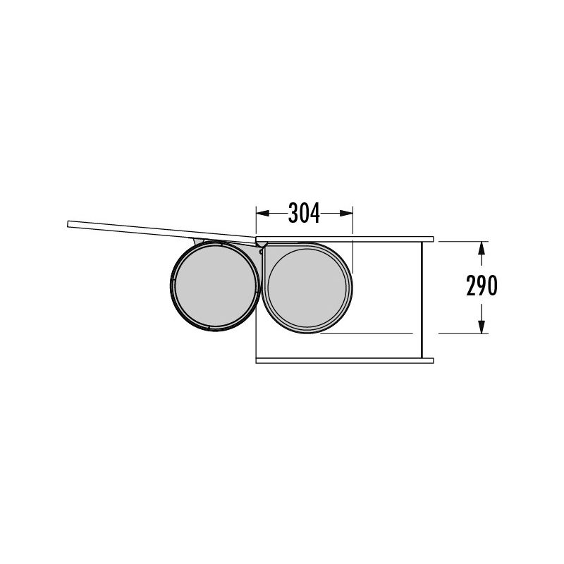 HAILO AS Mono Built-in waste bin 20L For hinged door cabinets from 400 mm width, Dark Grey - Image 4