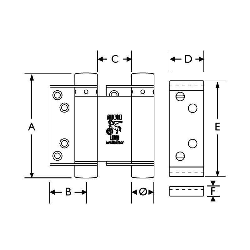 Swing door hinge 12.5 cm, Black with spacers - Image 3