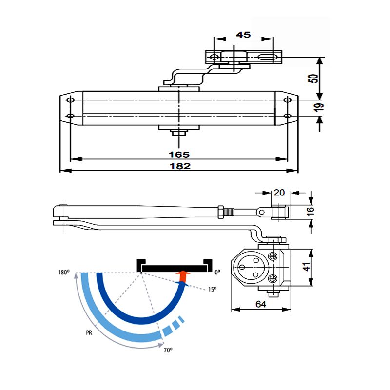 CT500 Door Closer 60 Kg Silver - Image 2