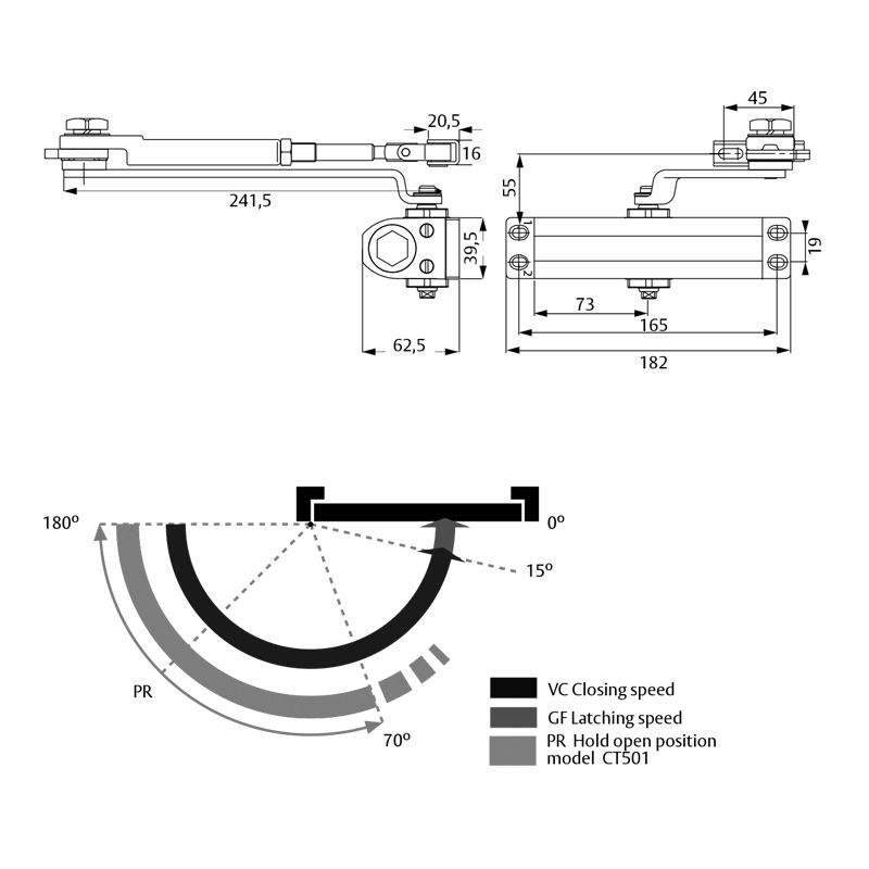 TESA - CT500 door closer for lightweight aluminium and PVC doors. Silver - Image 3