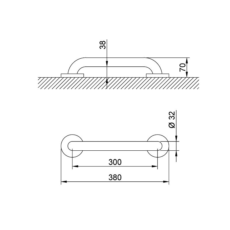 NOFER - Straight support bar to be fixed to the wall 30cm, Stainless steel, Black - Image 3