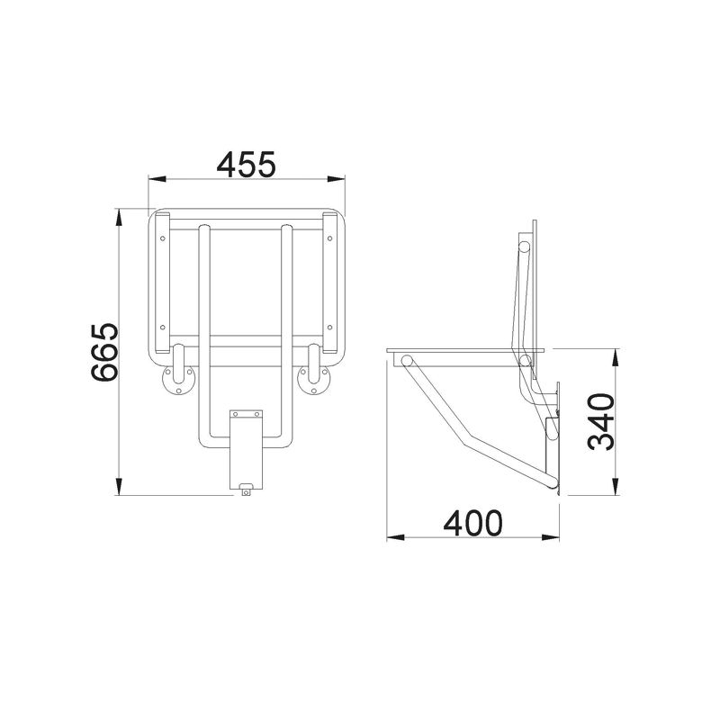 NOFER - Folding shower seat made of phenolic board to be fixed to the wall, Stainless steel, Satin finish - Image 2