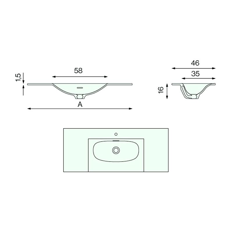 Encimera FLY countertop sink unit 81cm, Centered sink. Matt white X Beige - Image 5
