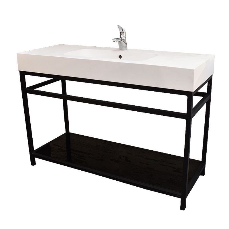 Encimera MUR countertop washbasin unit 121cm, Centered sink. Matt white X Black - Image 2
