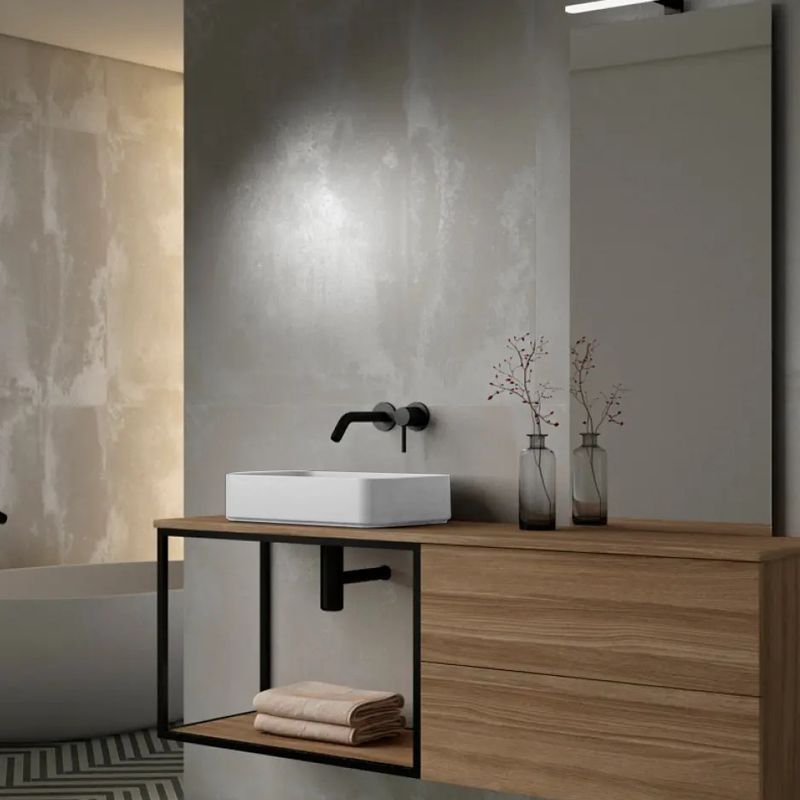 Ceramcolor RECTANGLE countertop washbasin 50x12 cm, Matt white - Image 2