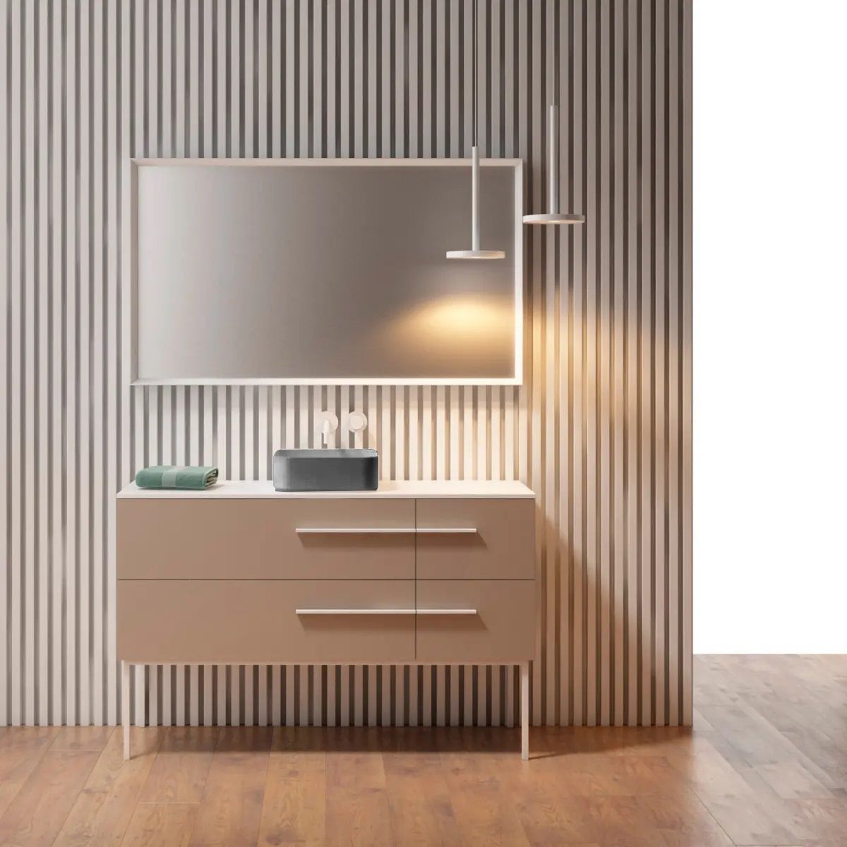 Ceramcolor QUADRA countertop washbasin 36x12 cm, Matt Anthracite - Image 2