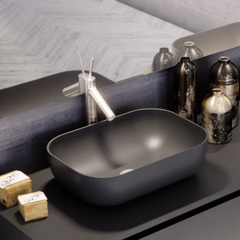 Ceramcolor OVAL countertop washbasin 46x14 cm, Matt Black - Image 2