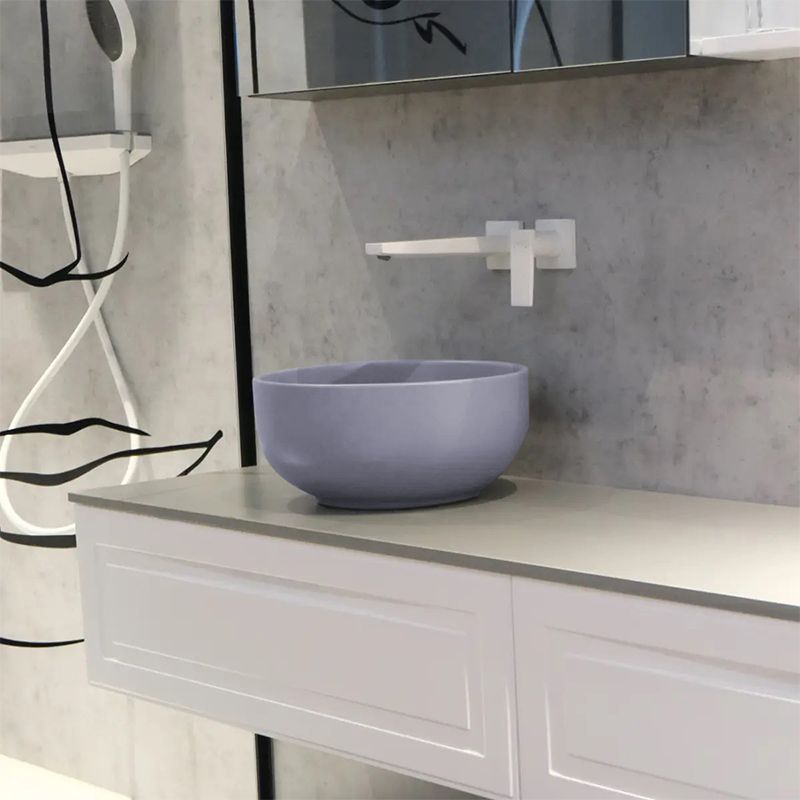 Ceramcolor Round countertop washbasin Ø 36X17 cm, Matt Light gray - Image 2