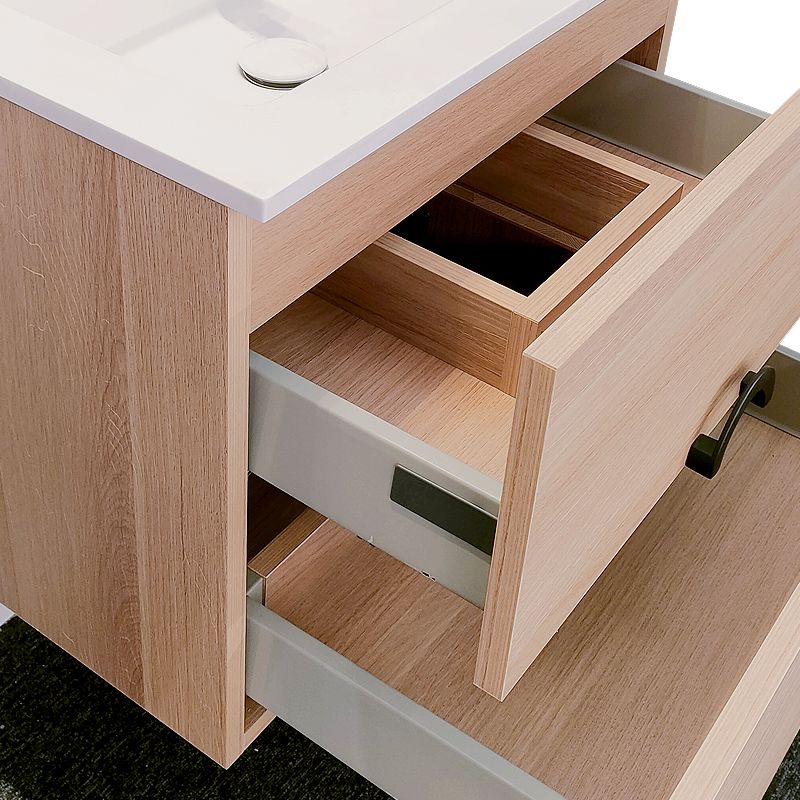 PRISMA countertop sink unit 81cm, Centered sink. Matt white X Beige - Image 3