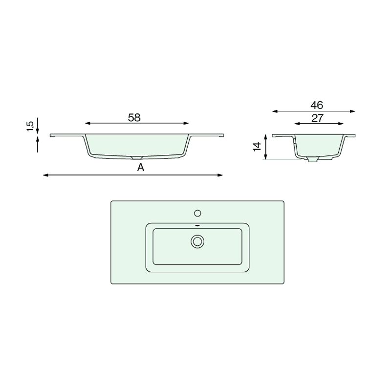 PRISMA countertop sink unit 81cm, Centered sink. Matt white X Beige - Image 5
