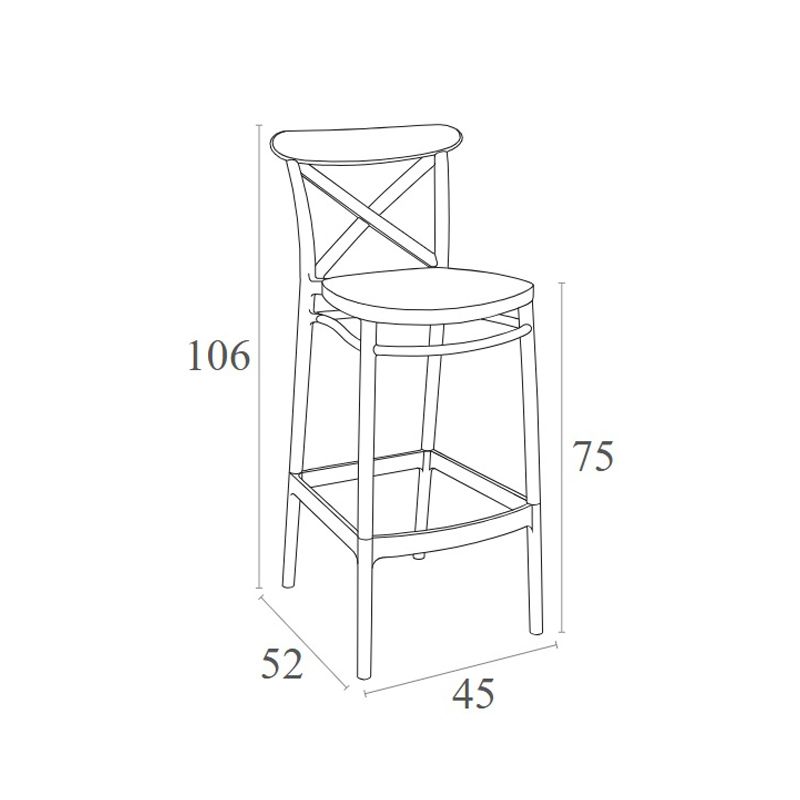 Siesta - Cross barstool 75 for indoor and outdoor, Dark Grey - Image 5