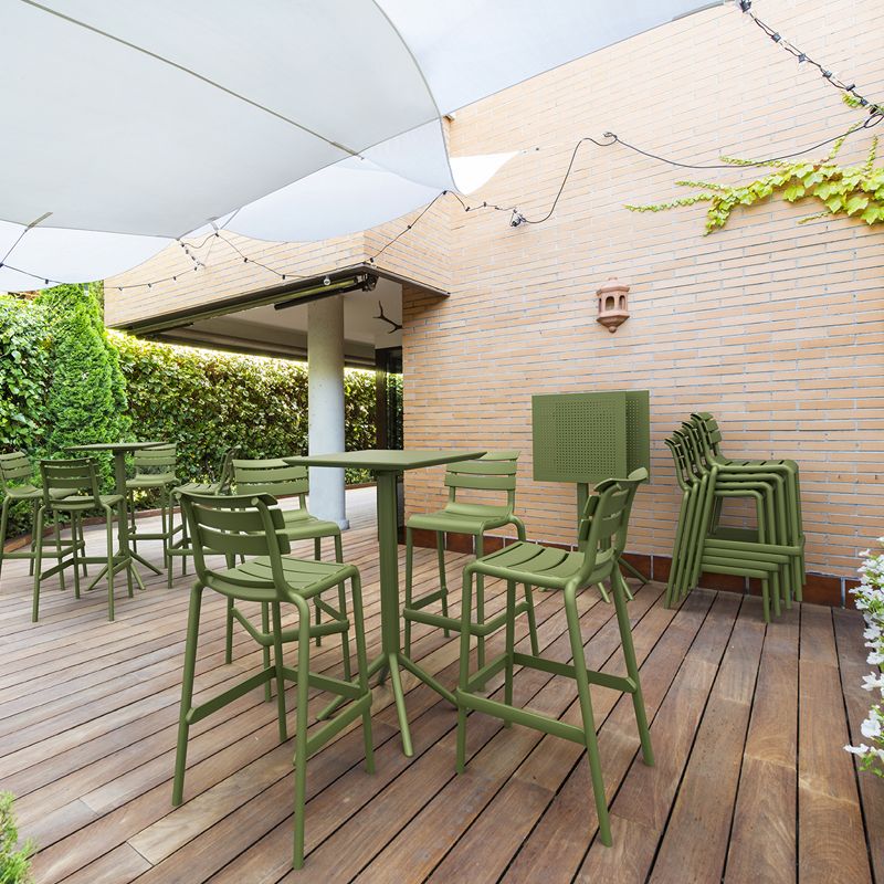 Siesta - Sky folding bar table 60cm, square, for indoor and outdoor use Olive Green - Image 8