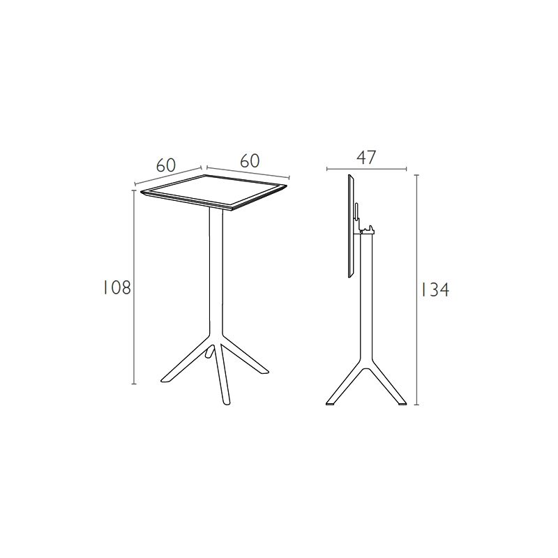 Siesta - Sky folding bar table 60cm, square, for indoor and outdoor use Olive Green - Image 9