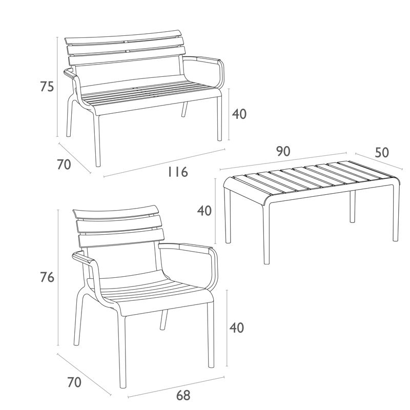 Siesta Exclusive - Paris Lounge sofa set with arms, For indoor and outdoor use, Dark Grey - Image 6