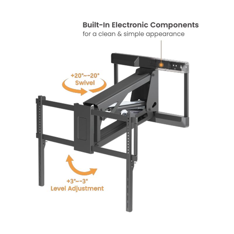 Wall mounted Motorized Heavy-duty Mantel TV Mount Powered By Tuya for most 43"-90" TVs up to 50kg - Image 5