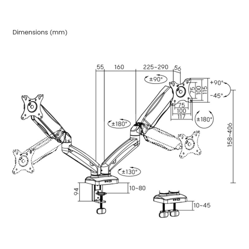 Economy Dual-Screen Spring-Assisted Monitor Arm For most 17"-32" Monitors - Image 10