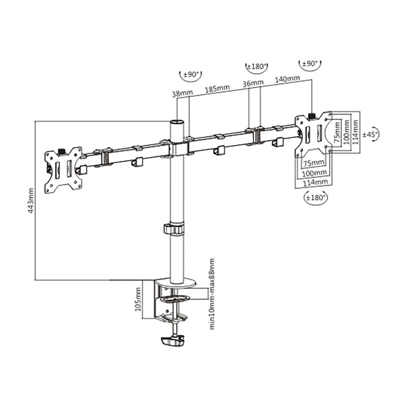 Dual Monitor Economy Articulating Stand Fit Most 13"-32" Monitors - Image 4