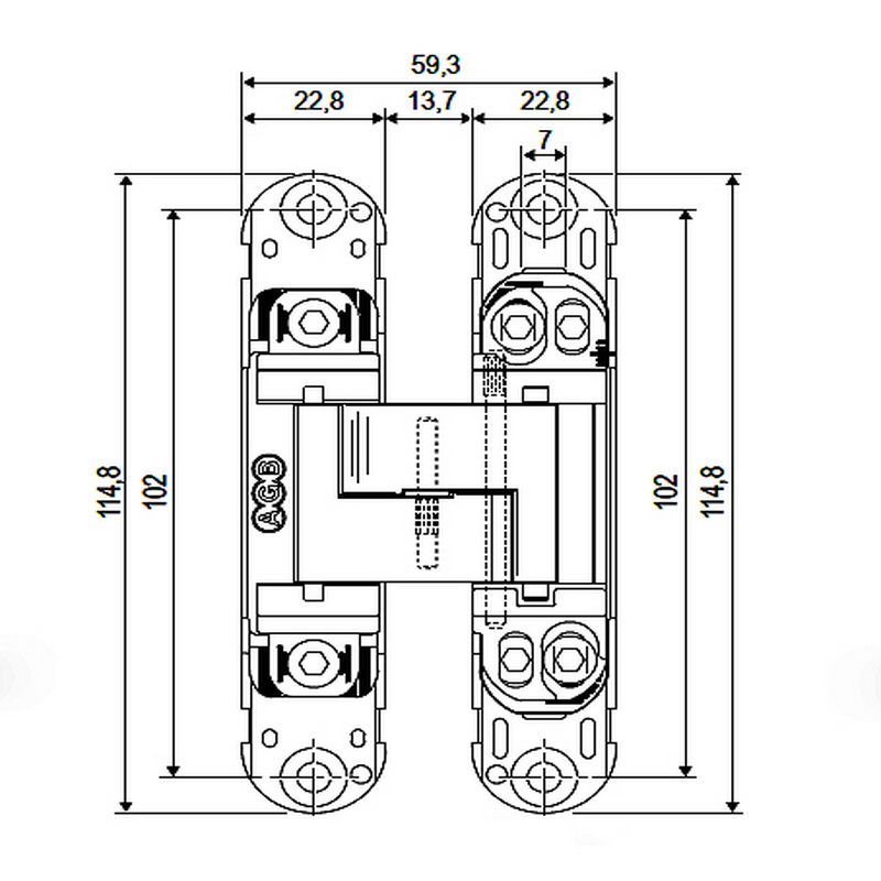 High loading capacity concealed hinge for internal flush doors, 60kg x 2 hinges, 180°opening, matt black - Image 4