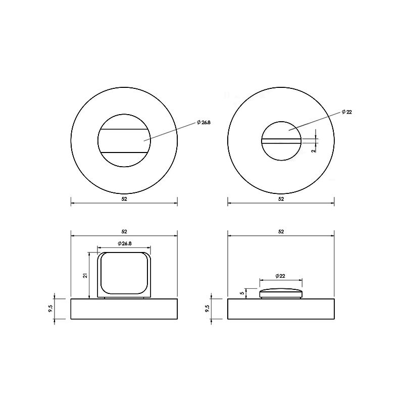 WELDER Modern bathroom door handle matte satin nickel - Image 6