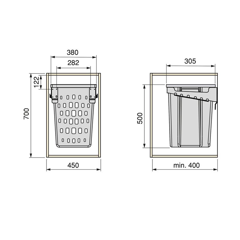 Laundry collector for cabinets with flip-down door 50L - Image 4