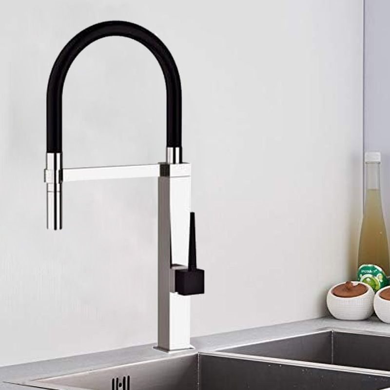 REMER - Single-lever sink mixer with flexible hose for kitchens, Black X Chrome - Image 2