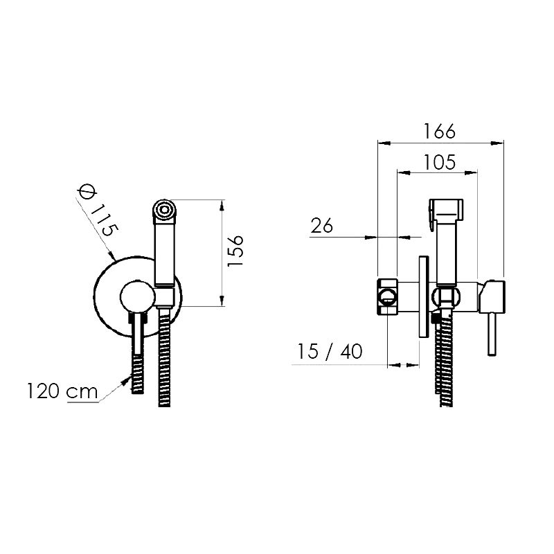 Shut-off mixer with shut-off hand shower 120cm, matt black - Image 2