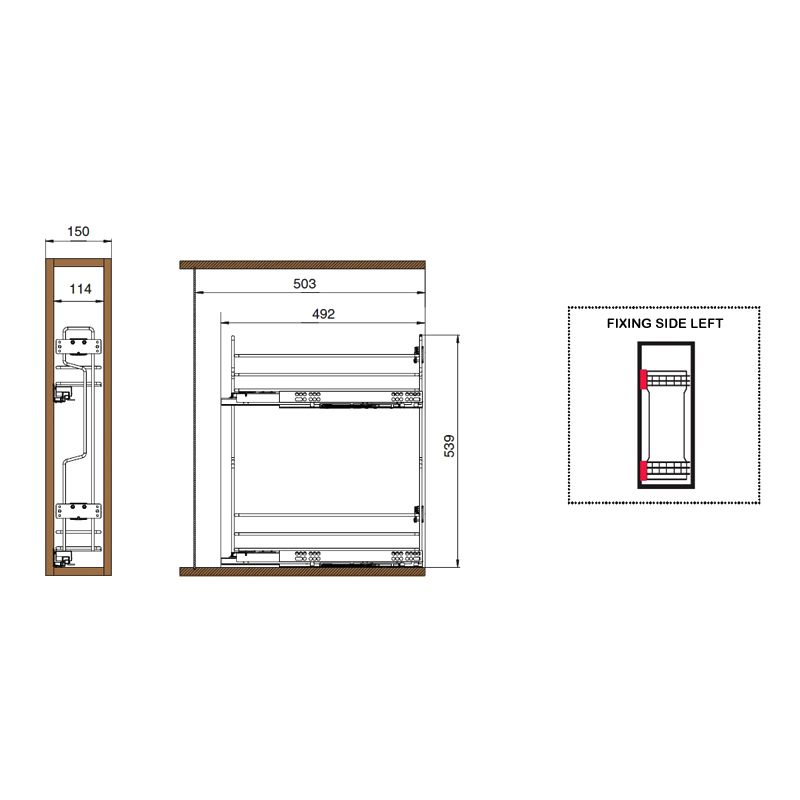 Inoxa bottles cargo unit with two shelves, cabinet 15 Cm, chrome - Image 4