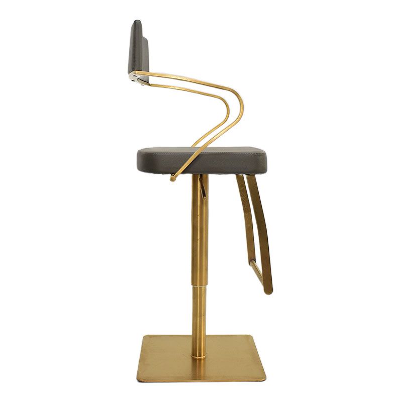 Comfortable Bar Stool with arm & footrest, 360° Rotation & Adjustable height, stainless steel, Gold Base/Dark Grey Seat - Image 3