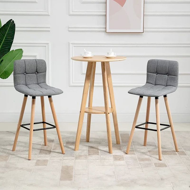 Kitchen Barstool with Footrest & Backrest, Gray - Image 2