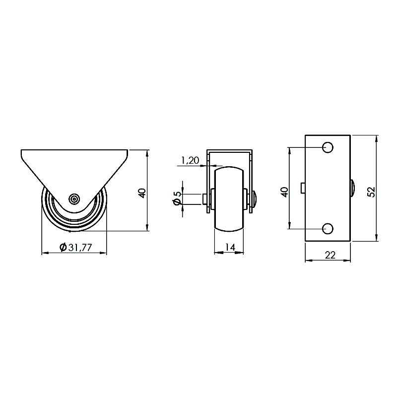 Furniture Fixed Wheel 3.2 cm Galvanized Coating, Carrying Capacity 20Kg - Image 2
