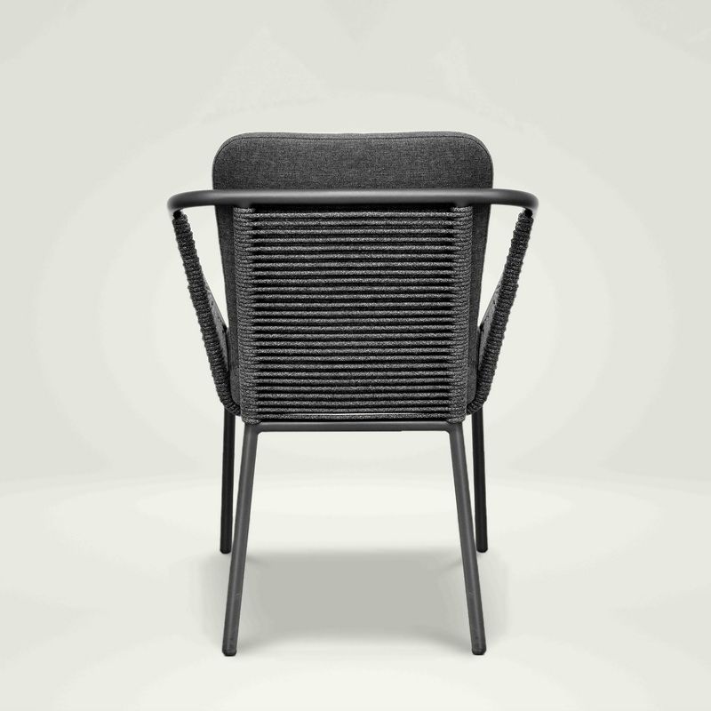 Garden outdoor dining set round table 90cm with 4 chairs in charcoal - Image 8