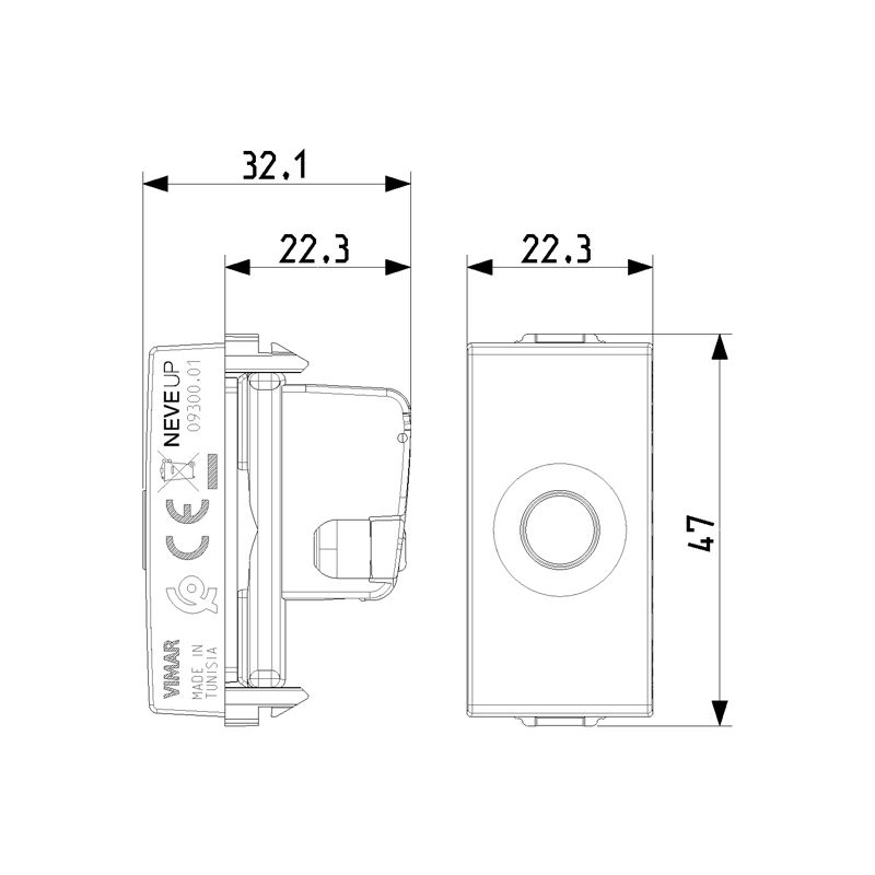 VIMAR - NEVE UP TV-SAT coaxial socket outlet, 5-2400 Mhz, single connection, White - Image 4