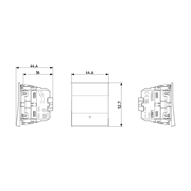 Vimar - LINEA 1P 10AX revers.switch 2M in-line Black - Image 3