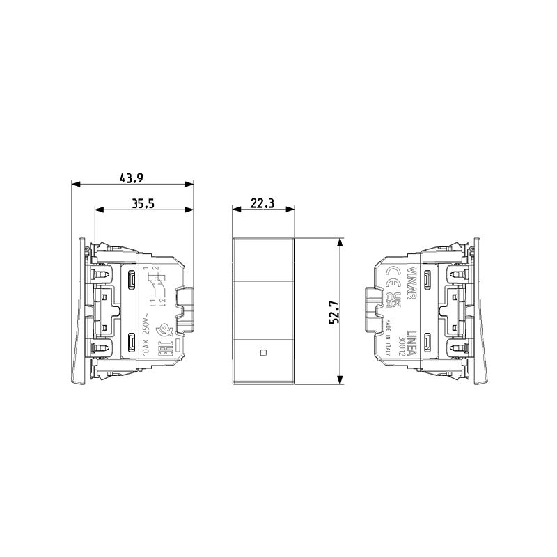 Vimar - LINEA 1P 10AX 1M reversing switch in-line white - Image 3