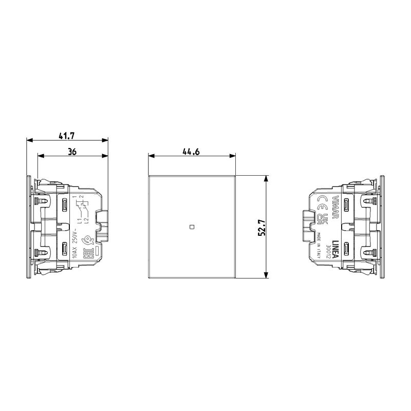 Vimar - LINEA, Axial 1P 10AX reversing switch 2M Black - Image 3