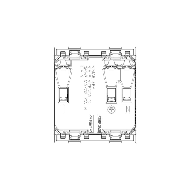 Vimar - LINEA, 2P+E 13A multistandard outlet, 2M, Black - Image 3