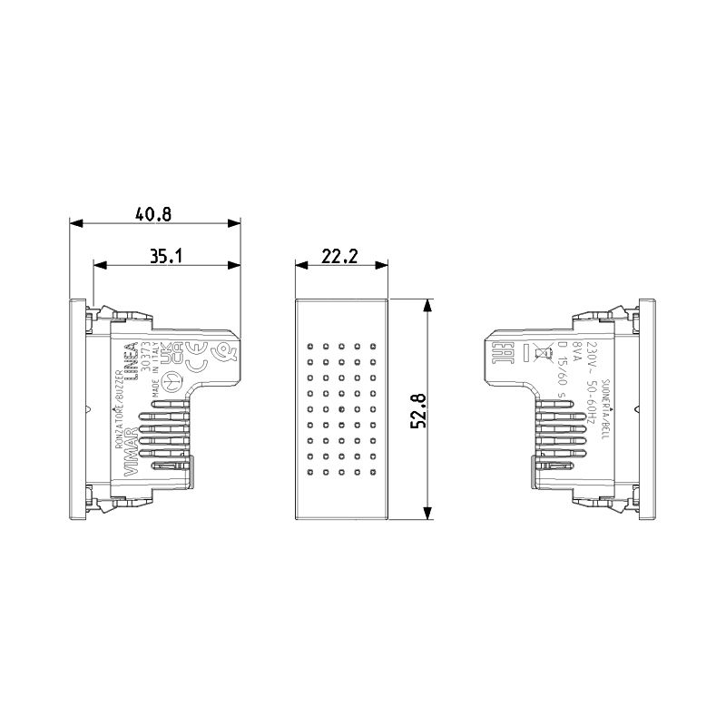 Vimar - LINEA, 230 V 50-60 Hz bell/buzzer, 1M, Black - Image 4