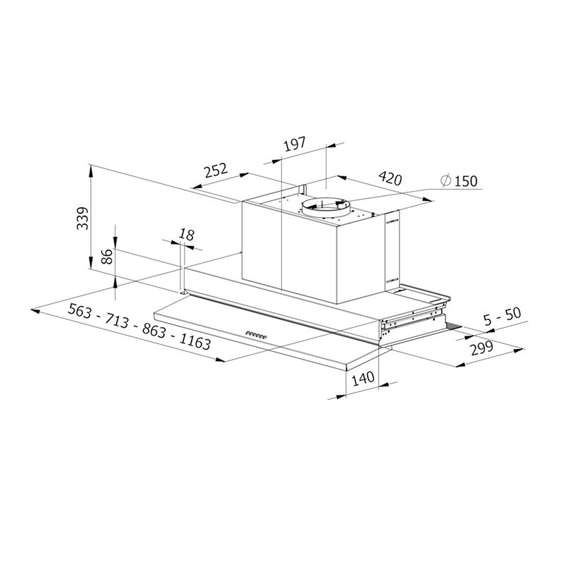 Sliver 90 Inox Built-In Hood 90 Cm - Motor 619 M3 / H - Stainless Steel - Image 9