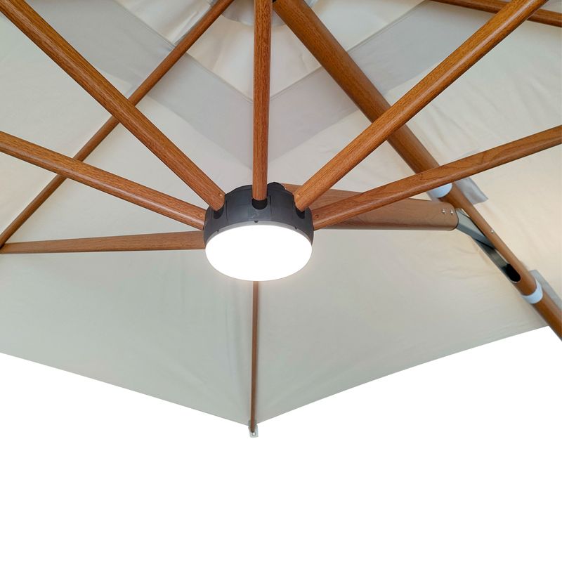Astro Timber Gas-spring retractable parasol 3M with light LED kit, Aluminium frame with wooden effect, Cloth Color Beige - Image 3