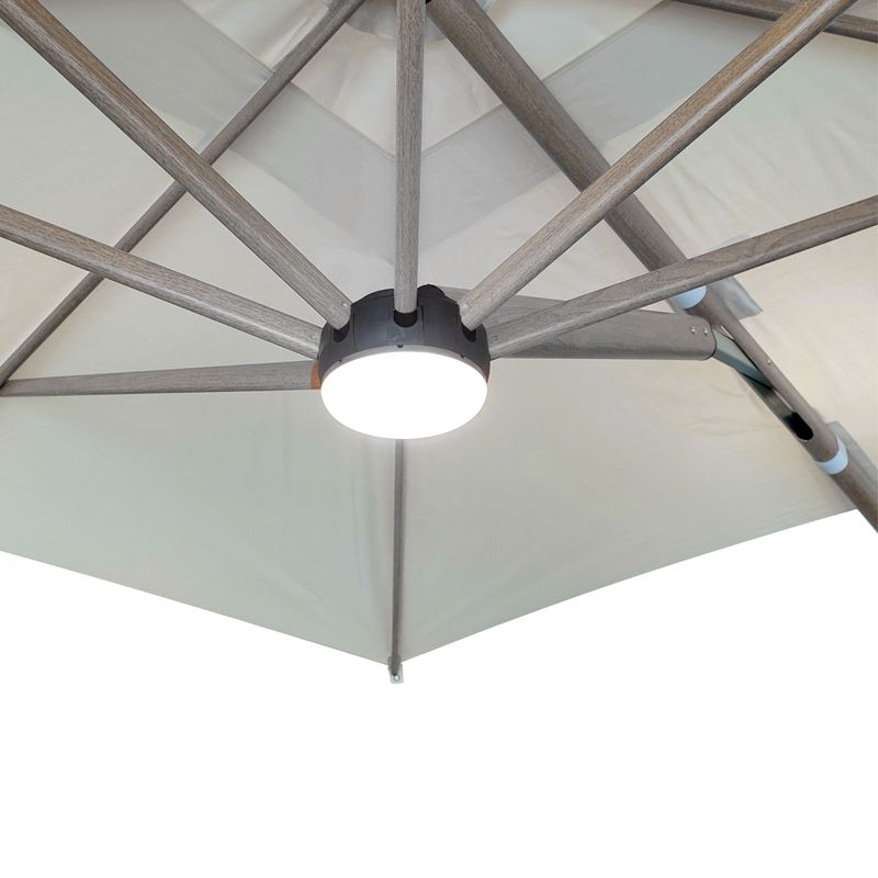 Astro Timber Gas-spring retractable parasol 3M with light LED kit, Aluminium frame in white, Cloth Color Beige - Image 3