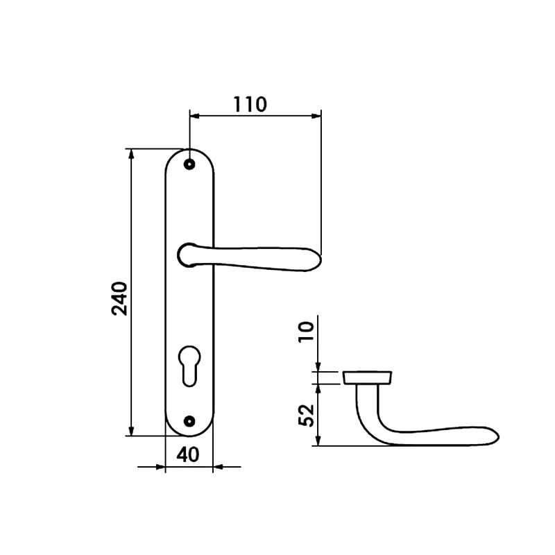 BELLE - Bathroom Door Handle With long Plate, Satin Chrome - Image 2